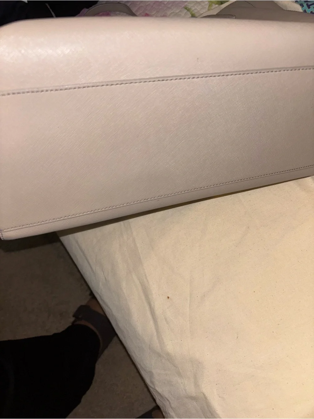 Tory Burch Gray Leather Saffiano Tote